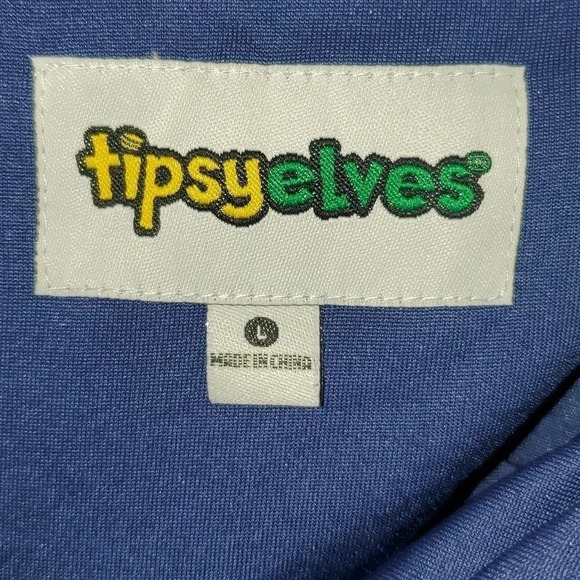 Tipsy Elves Blue Sequin High Waisted Leggings Women's Size L - Picture 13 of 14